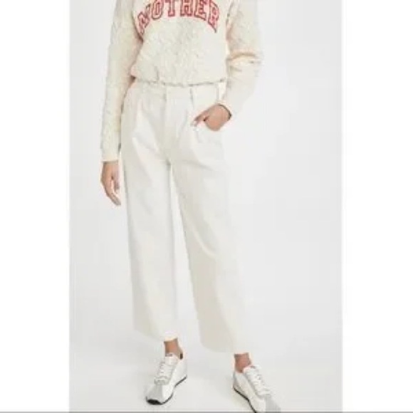 Mother Superior The Half Spring Pleated Greaser Ankle Wide Leg Jeans Act Natural - Picture 2 of 13